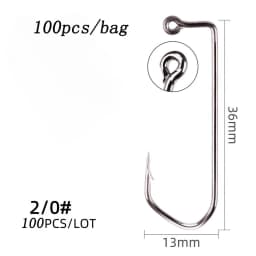 100pcs 7150 Jig Fishing Hooks Barbed Black Hook High Carbon Steel Pesca Barbarian 90 Degree Fishhook Size 6/0# to 1# Hook
