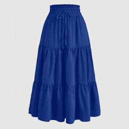 Women's Summer Solid Color Bohemian A-line Midi Skirts 2025 New Female Vacation Casual Loose Faldas