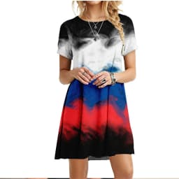 New 2022 Women Dresses 3D Flame Cloud Eruption Dress Summer Casual Short Sleeve Loose Plus Size Dress Fashion Print Clothing 6XL