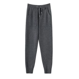 Women's Knitted 100% Wool Pants with Double Pockets and Elastic Waistband for Autumn and Winter, High Stretch Sports Style Pants