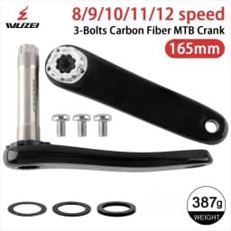 WUZEI 3/8 Bolt Direct Mount Carbon Fiber Mountain Bike Crank 8/9/10/11/12S Axle 24MM for SRAM XX1 X01 X1 GX Ultralight Crank