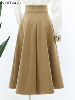 2025 Faldas Mujer De Moda Vintage Skirts for Women High Waist Solid Color Jupe Tunic A-line Saia Loose Korean Temperament Skirt