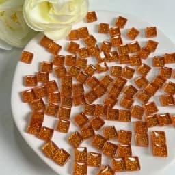 Mosaic Tiles for Crafts Blue Shine Assorted Color 50pcs Glass Glitter Mosaic Supplies Pieces Bulk Square Shape Home Decoration