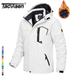 TACVASEN Men's Ski Parka Jacket Waterproof Fleece Lined Insulated Thermal Snowboard Sports Work Winter Jacket with Detached Hood