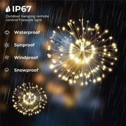 LED Copper Firework Lights, 8 Modes Fairy Starburst Light with Remote Outdoor Decorations for Home, Party, Cafe, Wedding