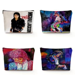 Super Star Michael Jackson Cosmetic Bag Double Print Makeup Bags Women Wedding Handbag Lady Travel Organizer Child Wallet