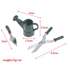 1: 12 Dollhouse mini model metal watering pot scissors shovel gardening tool set