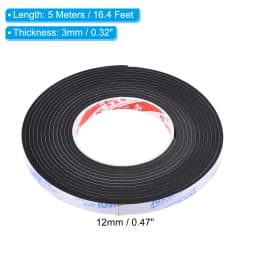 2/5m EVA Black Foam Sealing Tape Single Sided Self-adhesive Foam Insulation Tape Weather Stripping Window Door Seal Strip