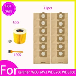Replacement Dust Bag Hepa Filter For Karcher WD3 Premium WD3200 WD 3300 MV3 Accessories A2004 A2054 Vacuum Cleaner Spare Parts