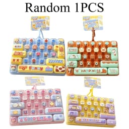 Candy Color Fidget Keycap Clicker Keychain Cute 26 Keys Stress Relief Keyboard Toy Bag Pendant Cartoon Fidget Key Ring
