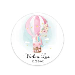 Custom Welcome Baby Hot Air Balloon Animals Birthday Party Labels Favors Round Sticker Baby Shower Personalise Travel Sticker