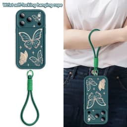 Retro Butterfly Pattern Lanyard Phone Case For iPhone 18 17 Pro Max 16 14 15 17 Pro 13 Pro Max 17e 16e 11 Soft Wrist Strap Cover