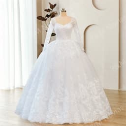 Real Photo 2027 New Bead Crystal White Long Sleeve Lace Bottom Vintage Wedding Dresses For Brides Plus Size Maxi Beautiful Dress