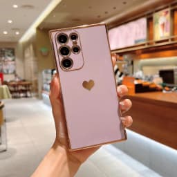Luxury Plating Case For Samsung Galaxy A18 A17 A57 A55 5G S23 S24 FE S26 S25 S24 Ultra Love Heart Pattern Silicone Soft Cover