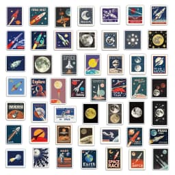 50PCS Space Travel Planner Stickers Planet Rocket Exquisite Handbook Material Phone Case Laptop Luggage Waterproof Stickers