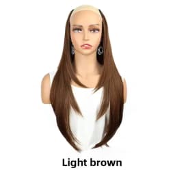 22/24Inch Synthetic V-shaped Layered 4 Clips Long Straight Hair Extension Fashion Invisible Hairpiece Wig for Women