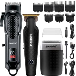 SOLIMPIA 3PC Hair Clipper Grooming Kit for Men Trimmer Shaver Wet and Dry Precision Haircut Tools for a Neat And Tidy Look