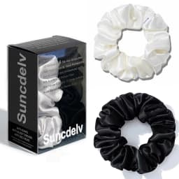 2PCS 100% Natural Silk Solid Color Hair Ties High Quality Hair Scrunchies Women Big Hairbands Hair Accessories 22Momme