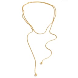 Yhpup 130cm Stainless Steel Chain Stackable Necklace 16K Gold Color PVD Plated Waterproof Distinctive Jewelry