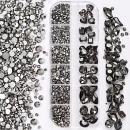 Nail Art Rhinestones Kit 2400pcs Nail Gems Ab Flatback Rhinestones Gems Stones with Storage Organizer for Design Bright Holiday