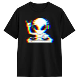 Alien Dj Trippy Vaporwave Techno Rave EDM Music Festival T Shirt Beach Funny T Shirts Cotton Hip Hop Tshirt For Men Clothes