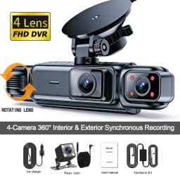 4 Channel 360° Dash Cam Black Box for Car Video Recorder DVR Camera FHD 1080P Night Vision Loop Recording 24H Parking Monitor