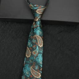 NEW Paisley Zipper Ties for Men 8CM Neck Tie Solid Striped Polka Dots Silk Neckties Men's Wedding Zipper Tie Blue Lazy Ties