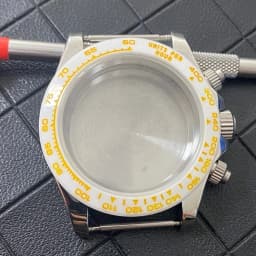 VK63 Watch Case with Sapphire Glass Stainless Steel Case with Ceramic Bezel Men's Watch Accessories for VK63 Quartz Movement