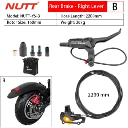 NUTT Electric Scooter 4 Piston Hydraulic Disc Brake Power-off Oil Disk for Zero 10X/11X, Vsett 10+/9+, Kaabo Wolf Warrior 11