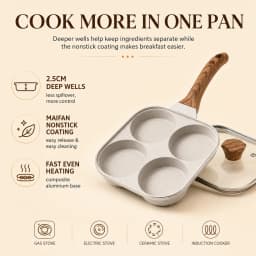 Deepened Divided Egg Frying Pan 4 Section Pancake Maker Aluminum Alloy Omelet Cooker Pan With Glass Lid For All Stoves