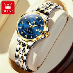 OLEVS Top Original Quartz Couple Watch Roman Scale Diamond Dial Luxury Watch For Men Women Rhombus Strap Waterproof Hand Clock