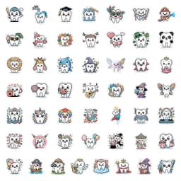 100PCS Tooth Cartoon Graffiti Stickers DIY Notebook Phone Guitar Water Bottle Luggage Helmet Bicycle Notebook Decoration Decals