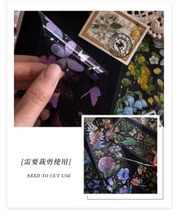 20 Sheets/pack Flowers Plants Letters PET Hot Stamping Gilding Stickers Journal Scrapbook Hand Ledger Decorative Material