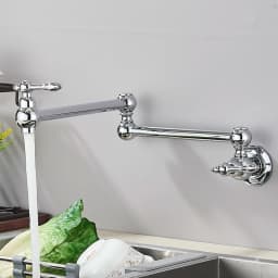 Baokemo Folding into the Wall Faucet 304 Stainless Steel Universal Rotation Faucet Kitchen Concealed Single Cold Faucet