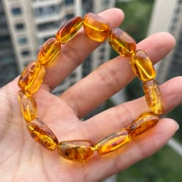 Yoowei 100% Real Amber Bracelet for Unisex Genuine Black Bead Irregular Natural Plant Medical Healing Jewelry Gift Wholesale