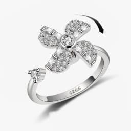 SMJEL Flower Shiny Rhinestone Rotatable Fidget Spinner Ring for Women Anti Anxiety Butterfly Animal Design Anti Stress Accessory