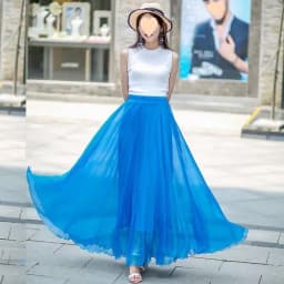 720 Degrees Gold Silk Chiffon 8 Meters Full Skirt Women's Beach Holiday High-Waisted Slim Summer Bright Silk Chiffon Dance Skirt