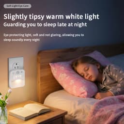 EU Standard Socket Human Sensing Light LED Corridor Sensing Night Light Unlimited Dimming Tri Color Switching with Clock Display
