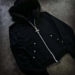 2026 Autumn Winter New Fur Collar Hat Zipper Hoodie Y2k Gothic High Street Hooded Jacket Men American Retro Punk Men's Clothing