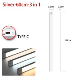 LED Motion Sensor Light Under Counter Lighting Wireless USB Rechargeable Kitchen Night Lights Magnetic 3-Colors Bedroom Lighting