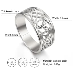 COOLTIME Witch Knot Triskele Triple Spiral Symbol Ring Stainless Steel Triskelion Amulet Ring for Women Men Vintage Jewelry Gift
