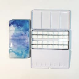 Empty Watercolor Palette Tin Color Mixing Palette Paint Storage Box Iron Paint Tray with Half/Full Pans For Painting