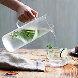 1pc 1L/1.5L Borosilicate Glass Straight Water Pitcher with Stainless Steel Lid, Household Juice Jug, Suitable for Coffee, Juice