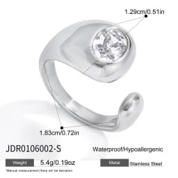Uworld Minimalist Stainless Steel Smooth Asymmetric Ring Oval Hollow Stackable Ring Large Spherical Ring Women's Jewelry