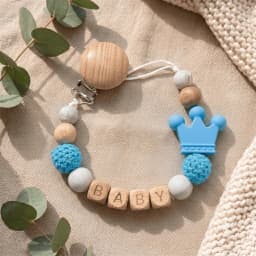 2026 Personalized Baby Pacifier Clip Custom Name Wooden Dummy Chain Silicone Teether Holder BPA Free Baby Shower Gift