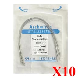 10pack AG Dental Arch Wires Orthodontic Super Elastic NITI Round Rectangle Archwire Lower/Upper 012/014/016/018/020/16x16/16x22