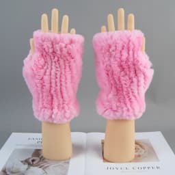 2026 New Fashion Real Rex Rabbit Fur Gloves Women Winter Genuine Fur Mittens Girl Fingerless Gloves Wrist Warmer Elastic Fluffy