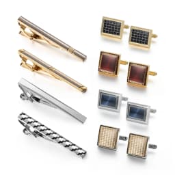 4 Sets Tie Clips & Cufflinks For Men Man Shirt Cufflink Wedding Guests Gift With Box Pisa Ties Pin Luxury Men's Gift For Husband
