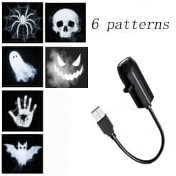 Halloween USB Projection Night Light Skull 6 Patterns Design LED Projector Lamps Wall Ceiling Decor Holiday Party Ambient Lights