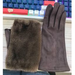 Double Set Fashion Personality Suede Winter Keep Warm Touch Screen Women Gloves Hairy Imitation Mink Velvet Half Finger Gloves